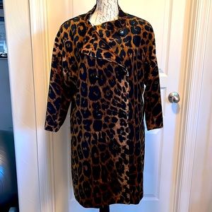 Talbots double-breasted animal print coat